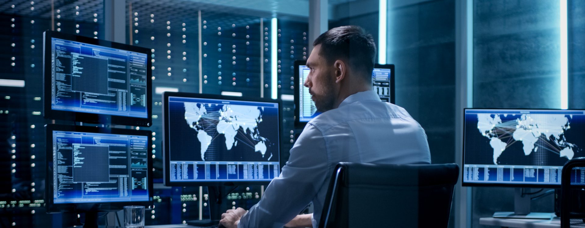 Technical Controller Working at His Workstation