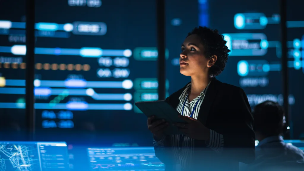 Young,Multiethnic,Female,Government,Employee,Uses,Tablet,Computer,In,System