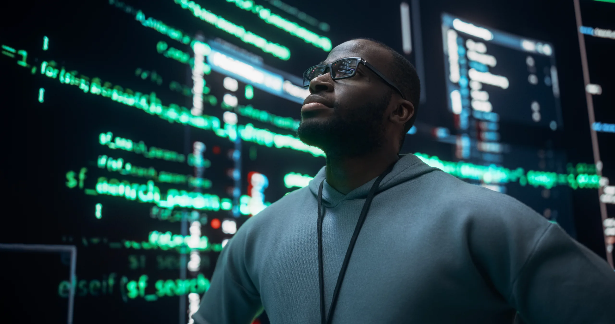 Portrait,Of,Worried,Professional,Programmer,Fixing,A,Bug,,Dealing,With