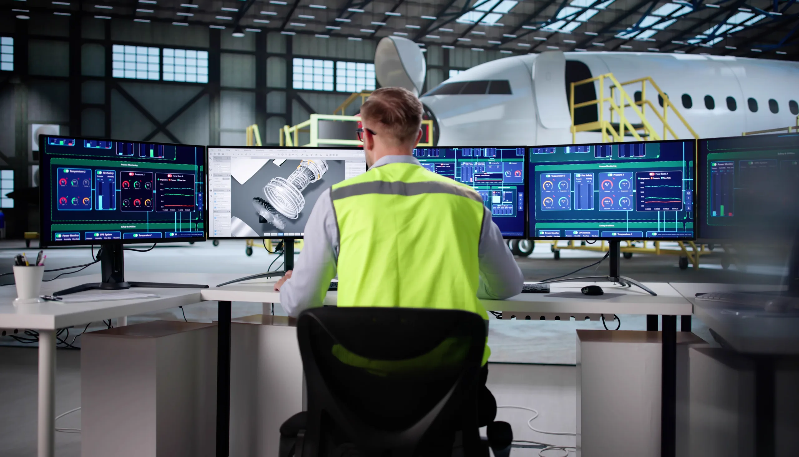 Aerospace,Engineer,Develops,Software,For,Aircraft,Manufacturing,On,His,Desktop.